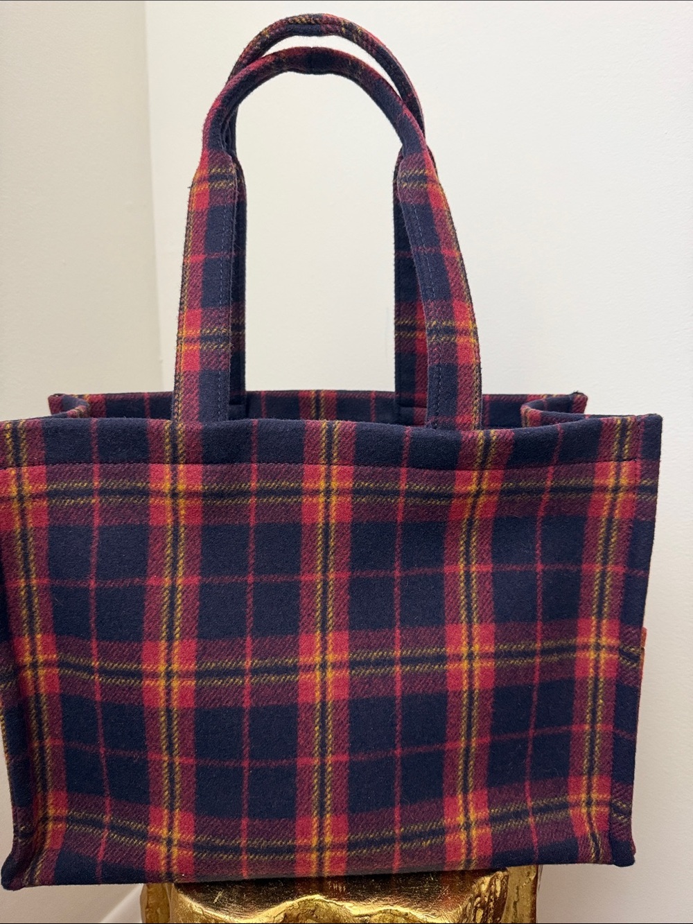 Celine Navy Plaid Large Tote Bag - Picture 5 of 12
